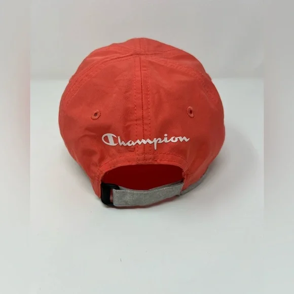 Champion Women’s Adjustable Hat Coral Pink White C Embroidered Logo Baseball Hat - Picture 7 of 11